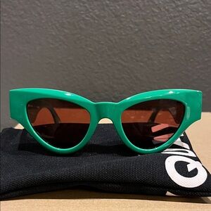 Le Specs green cat eye sunglasses
